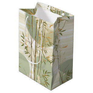 Sacola Para Presentes Média Padrão Botânico da Floresta de Bambu Zen (3)