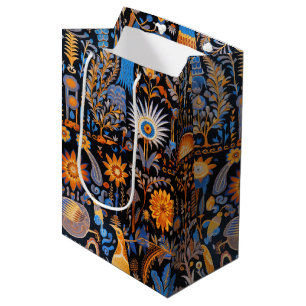 Sacola Para Presentes Média Padrão Botânico de Aves Exóticas Chinoiserie (10)