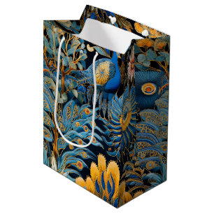 Sacola Para Presentes Média Padrão Botânico de Aves Exóticas Chinoiserie (7)