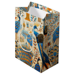 Sacola Para Presentes Média Padrão Botânico de Aves Exóticas Chinoiserie (8)