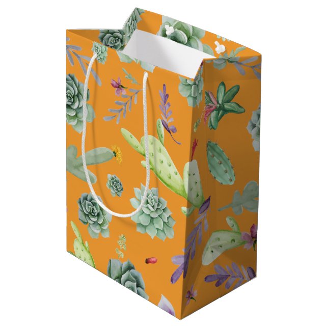 Sacola Para Presentes Média Padrão Cactus 11 (Verso inclinado)