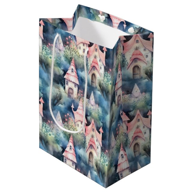 Sacola Para Presentes Média Padrão Caprichoso de Cabana de Cogumelo (8) (Frente inclinada)