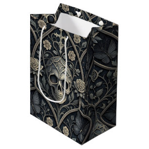 Sacola Para Presentes Média Padrão Celestial Floral Caveira Gótica (2)
