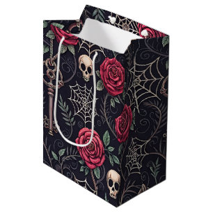 Sacola Para Presentes Média Padrão Celestial Floral Caveira Gótica (4)