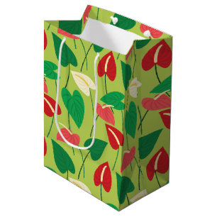 Sacola Para Presentes Média Padrão colorido de flores flamingas