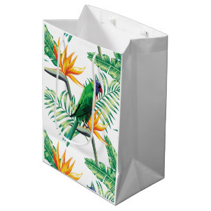 Sacola Para Presentes Média Padrão Colorido De Papagaio E Flores