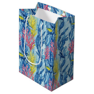 Sacola Para Presentes Média Padrão Colorido de Vida Marinha Costeira (1)