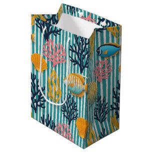 Sacola Para Presentes Média Padrão Colorido de Vida Marinha Costeira (12)
