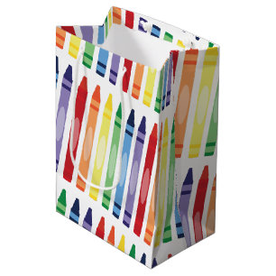 Sacola Para Presentes Média Padrão Colorido do Arco-Íris Crayons