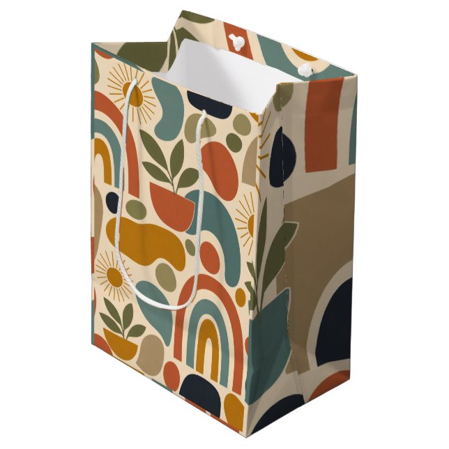 Sacola Para Presentes Média Padrão contínuo boho arco-íris & botânico (Frente inclinada)