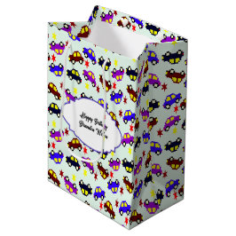 Sacola Para Presentes Média Padrão Contínuo de Carro Pixel de Aniversário Mode