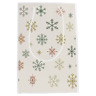 Sacola Para Presentes Média Padrão contínuo de flocos de neve minimalistas