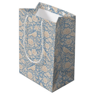 Sacola Para Presentes Média Padrão contínuo de pássaros e flores em estilo chi