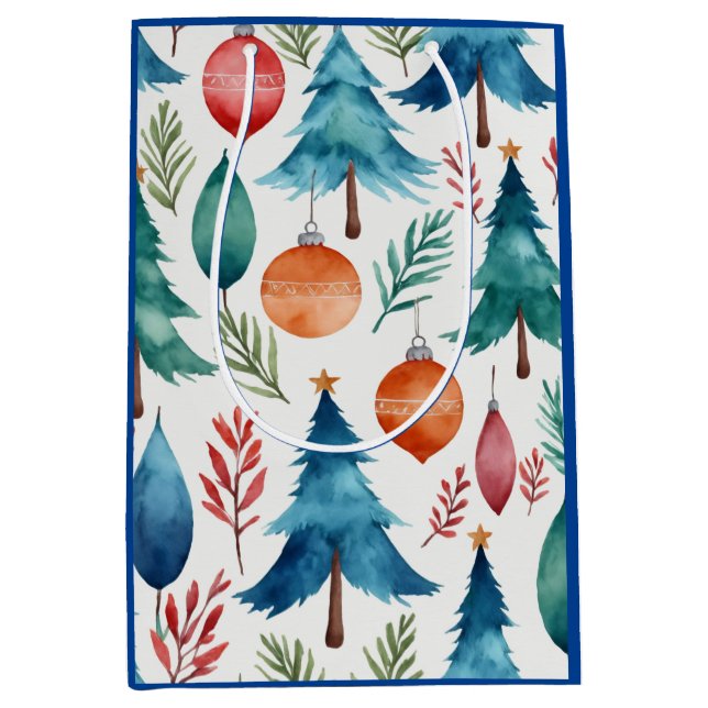 Sacola Para Presentes Média Padrão da árvore de Natal (Frente)