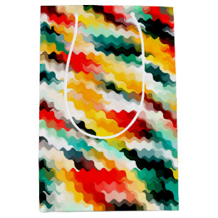 Sacola Para Presentes Média Padrão de Abstrato branco amarelo azul vermelho ve