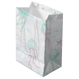 Sacola Para Presentes Média Padrão de Água Sonhadora com Água-Marinha (1)