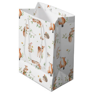 Sacola Para Presentes Média Padrão de Amigos de Animais da Floresta Cura