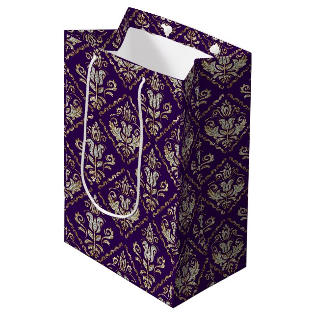 Sacola Para Presentes Média Padrão de ampolas espumantes em roxo (Frente inclinada)