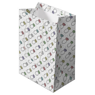 Sacola Para Presentes Média Padrão de Anéis de Diamante Ilustrado