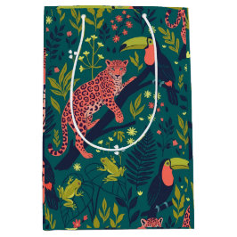 Sacola Para Presentes Média Padrão de Animal da Selva Luxuriante