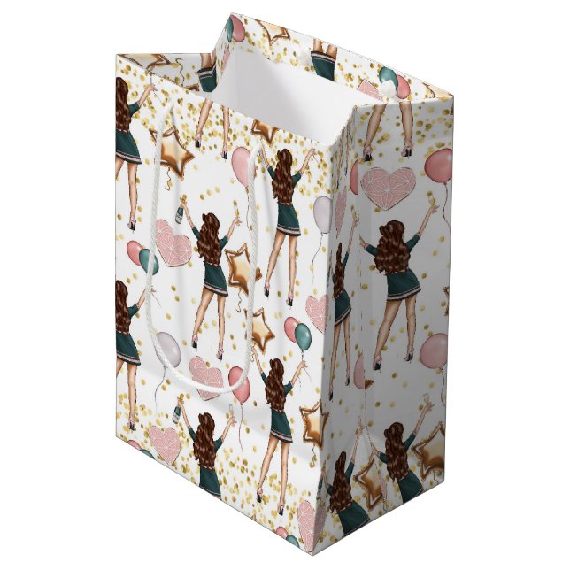 Sacola Para Presentes Média Padrão de Aniversário  (Frente inclinada)