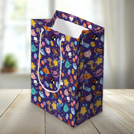 Sacola Para Presentes Média Padrão de Aniversário de Caracteres Super Simples