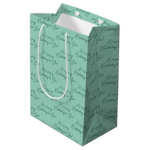 Sacola Para Presentes Média Padrão de Aniversário Feliz Personalizado Azul