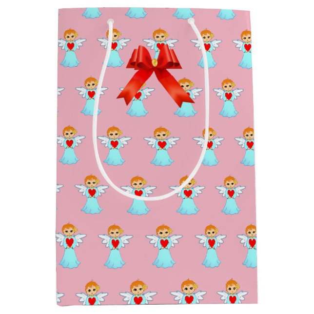 Sacola Para Presentes Média Padrão de anjo fofo (Frente)