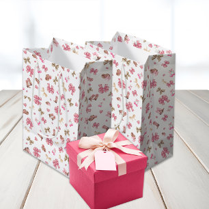 Sacola Para Presentes Média Padrão de Arcos de Boots da Garota Cowgirl Rosa