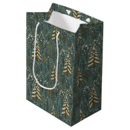 Sacola Para Presentes Média Padrão de Arte Clássico de Árvores da Floresta de