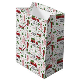 Sacola Para Presentes Média Padrão de Árvore de Natal de Caminhão Vermelho Vin