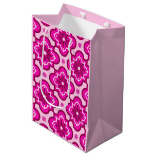 Sacola Para Presentes Média Padrão de azulejo marroquino - Rosa Fúchsia