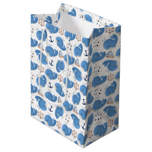 Sacola Para Presentes Média Padrão De Baleias, Baleias Cutas, Baleias Azuis