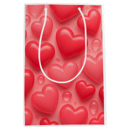 Sacola Para Presentes Média Padrão de bolhas de cor rosa e vermelho