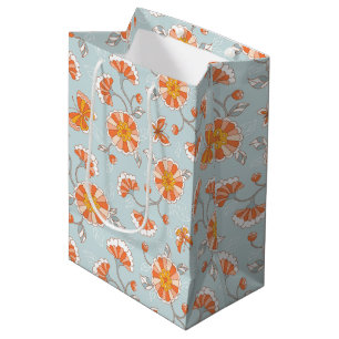 Sacola Para Presentes Média Padrão de Borboleta Flor de Vintagem Cuta