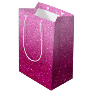 Sacola Para Presentes Média Padrão de brilho rosa