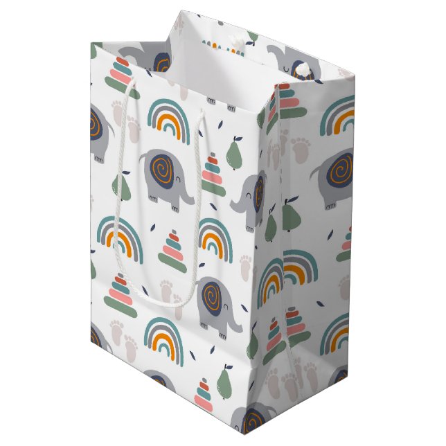 Sacola Para Presentes Média Padrão de Brinquedo de Bebê Bonito (Frente inclinada)