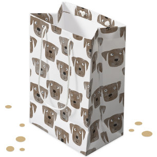 Sacola Para Presentes Média Padrão de Cachorro Labrador de Chocolate Bonito