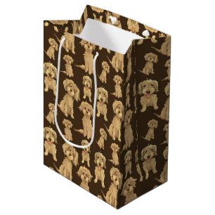 Sacola Para Presentes Média Padrão de Cachorro Marrom labradoodle goldendoodle
