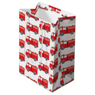 Sacola Para Presentes Média Padrão de Caminhão de Fogo Vermelho