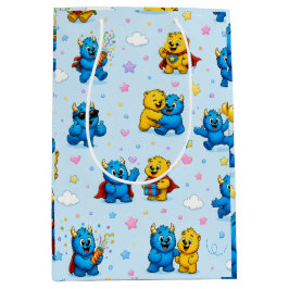 Sacola Para Presentes Média Padrão de Celebração de Amigos Monstros Felizes