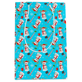 Sacola Para Presentes Média Padrão de Celebração de Natal do Baseball Snowman