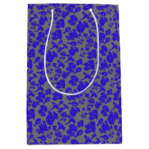 Sacola Para Presentes Média Padrão de cogumelo preto 01Cinza azul BG