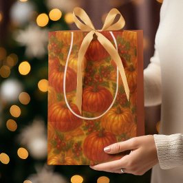 Sacola Para Presentes Média Padrão de Colheita de Pumpkin - Queda Ação de Graç