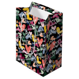 Sacola Para Presentes Média Padrão de Coração Personalizado Feliz Dia dos Namo