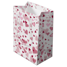Sacola Para Presentes Média Padrão de Corações Lindos Rosa