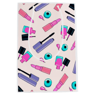 Sacola Para Presentes Média Padrão de cosméticos rosa e roxo