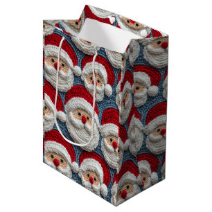 Sacola Para Presentes Média Padrão de crocher do Papai Noel