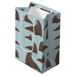 Sacola Para Presentes Média Padrão de Cute Walrus