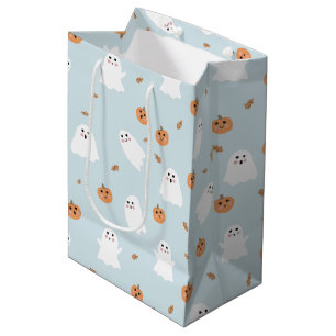 Sacola Para Presentes Média Padrão de Dia das Bruxas do Fantasma e da Abóbora